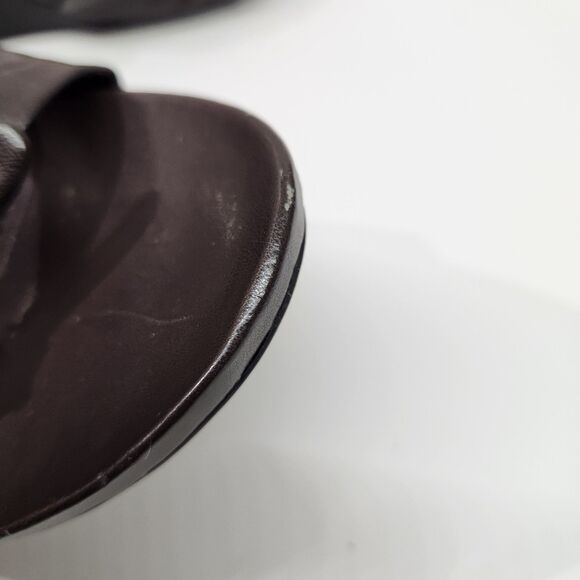 Woman's Bandolino Brown Wedge Open Toe Shoes Size 8.5M Bow Front - Picture 8 of 13